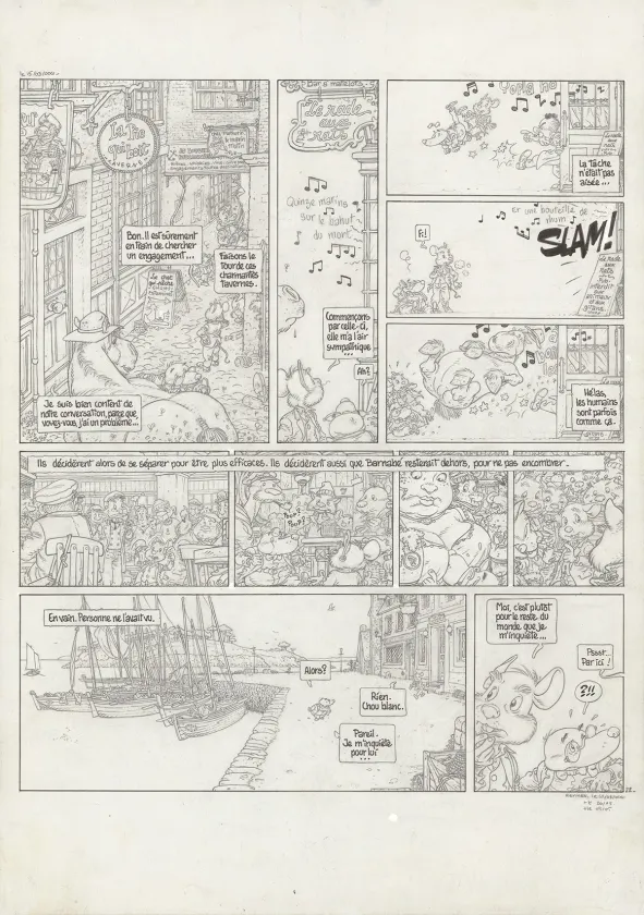 Planche noir et blanc, Le Vent dans les Sables , L'Invitation au voyage (T.1), Michel Plessix