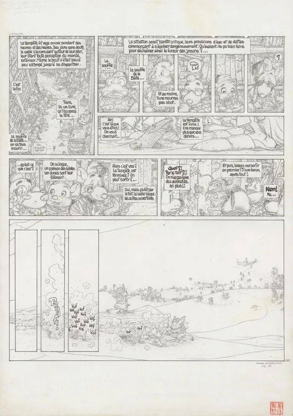 Black and white original page, Le Vent dans les Sables , Le Chant des dunes (T.4), Michel Plessix