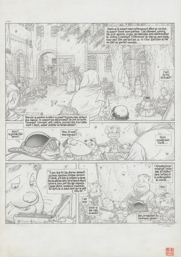 Black and white original page, Le Vent dans les Sables , La Tentation du Désert (T.3), Michel Plessix