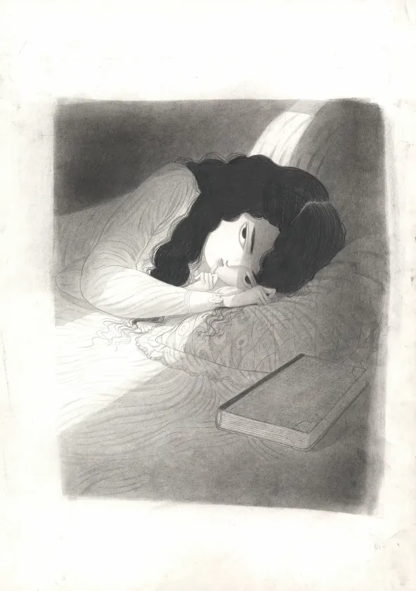 Illustration noir et blanc, Carmilla, Isabella Mazzanti