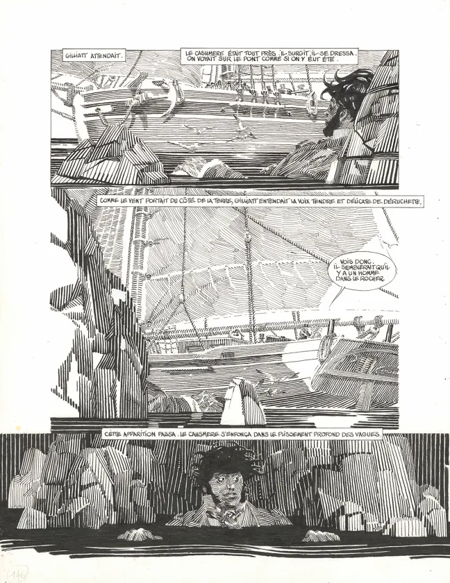 Planche noir et blanc, Les Travailleurs de la mer, Michel Durand