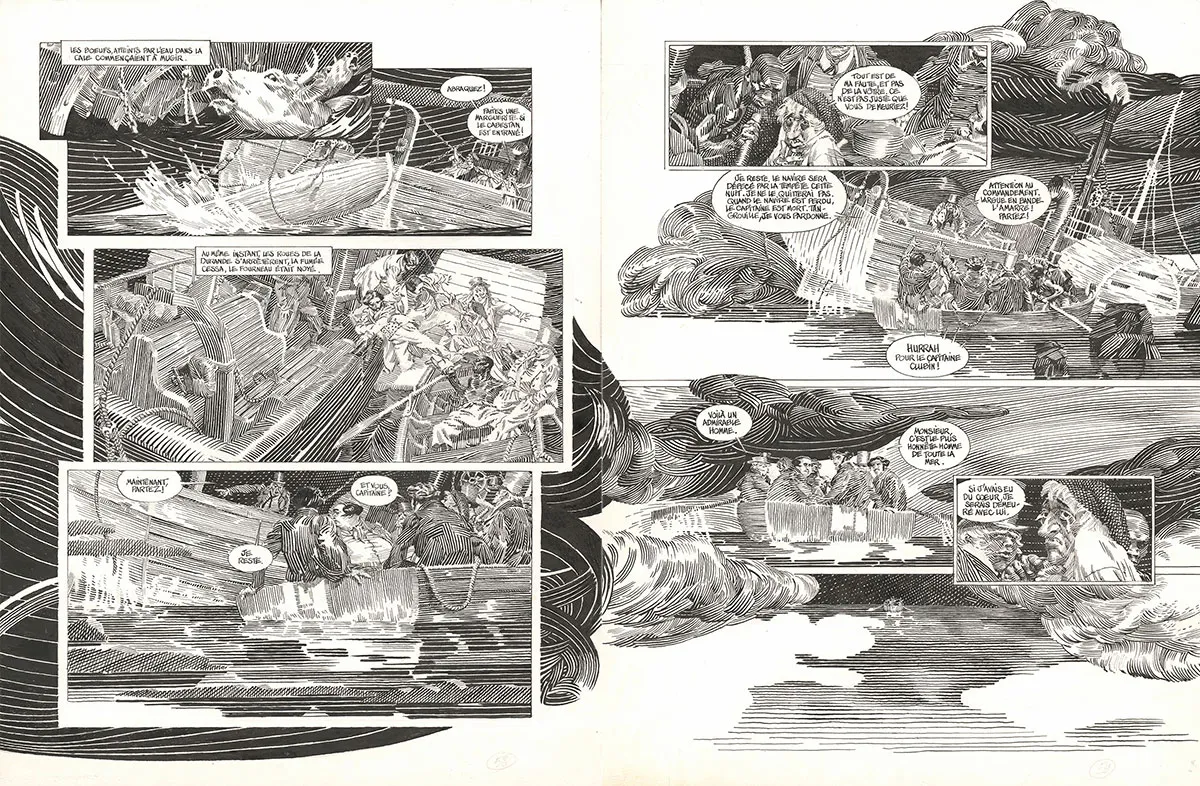 Planche noir et blanc, Les Travailleurs de la mer, Michel Durand