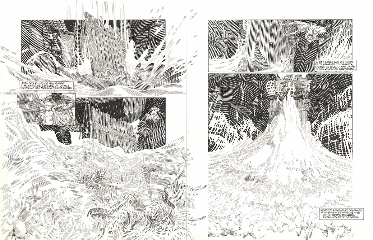Planche noir et blanc, Les Travailleurs de la mer, Michel Durand