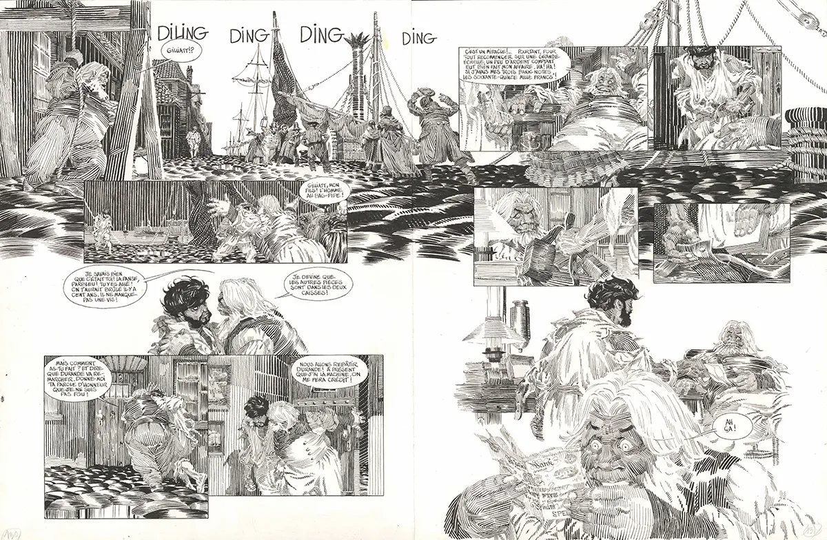 Planche noir et blanc, Les Travailleurs de la mer, Michel Durand