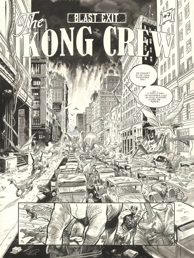 Black and white original page, The Kong Crew, Central Dark (T.3), Eric Herenguel
