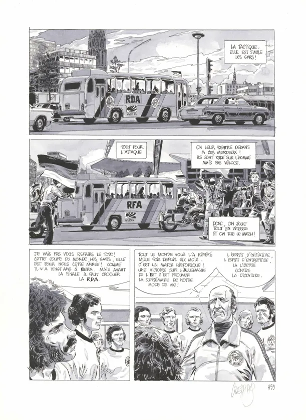 Black and white original page, La Patrie des frères Werner, Sébastien Goethals