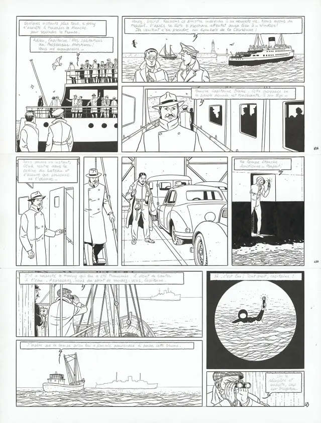 Planche noir et blanc, Blake et Mortimer, Signé Olrik (T.30), André Juillard