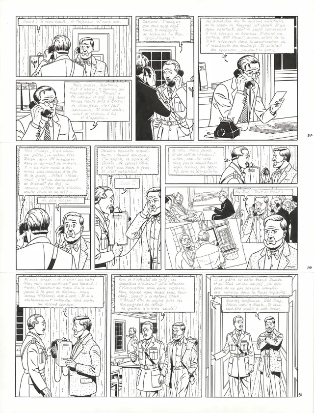 Planche noir et blanc, Blake et Mortimer, Signé Olrik (T.30), André Juillard
