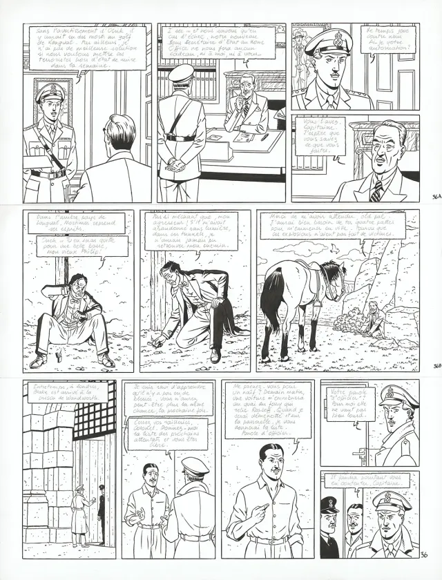 Planche noir et blanc, Blake et Mortimer, Signé Olrik (T.30), André Juillard