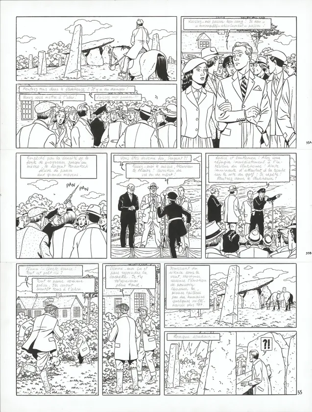 Planche noir et blanc, Blake et Mortimer, Signé Olrik (T.30), André Juillard