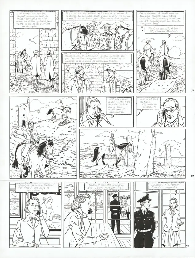 Black and white original page, Blake et Mortimer, Signé Olrik (T.30), André Juillard