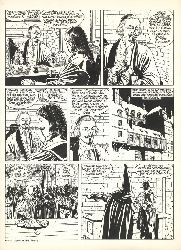 Planche noir et blanc, Les 7 Vies de l'Épervier, La Marque du Condor (T.7), André Juillard