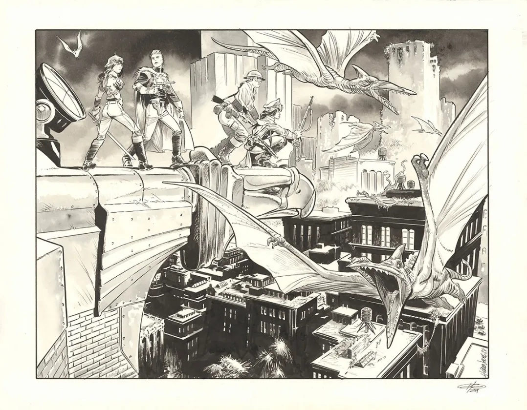 Illustration noir et blanc, The Kong Crew, Eric Herenguel