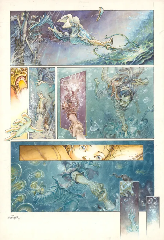 Colored original page, Le Roi des méduses, Thierry Ségur