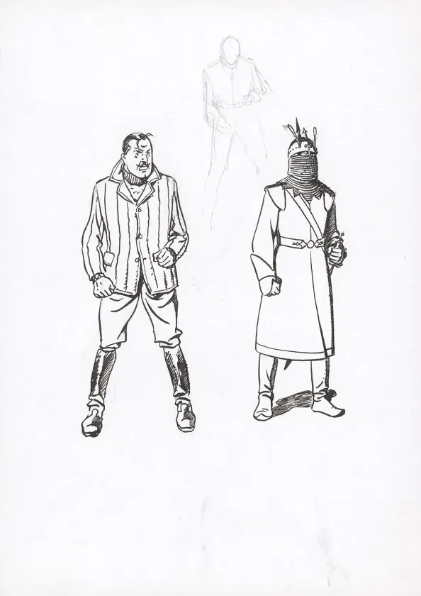 Illustration noir et blanc, Blake et Mortimer, Les Sarcophages du 6e continent - Tome 2 (T.17), André Juillard