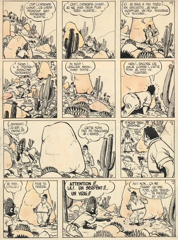 Black and white original page, Blondin et Cirage,  Jijé