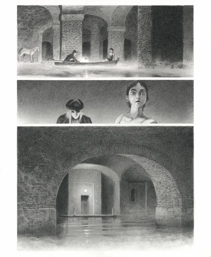 Black and white original page, Le Fantôme de l'Opéra , Paul & Gaëtan Brizzi