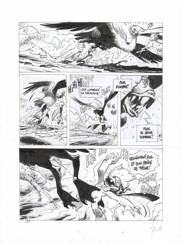 Planche noir et blanc, La Quête de l'Oiseau du Temps, L'Omégon (T.8), Vincent Mallié