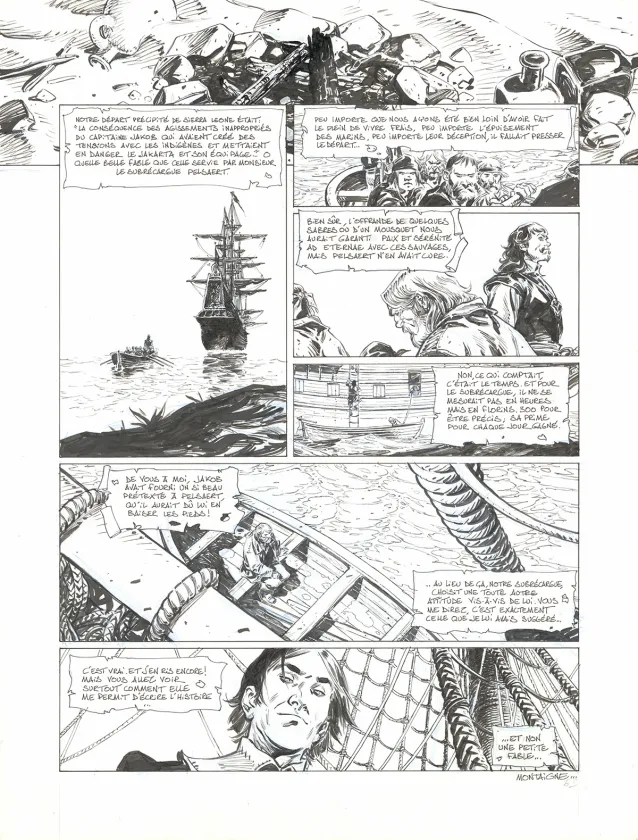Black and white original page, 1629... ou l'Effrayante Histoire des naufragés du Jakarta, L'Apothicaire du diable (T.1), Thimothée Montaigne
