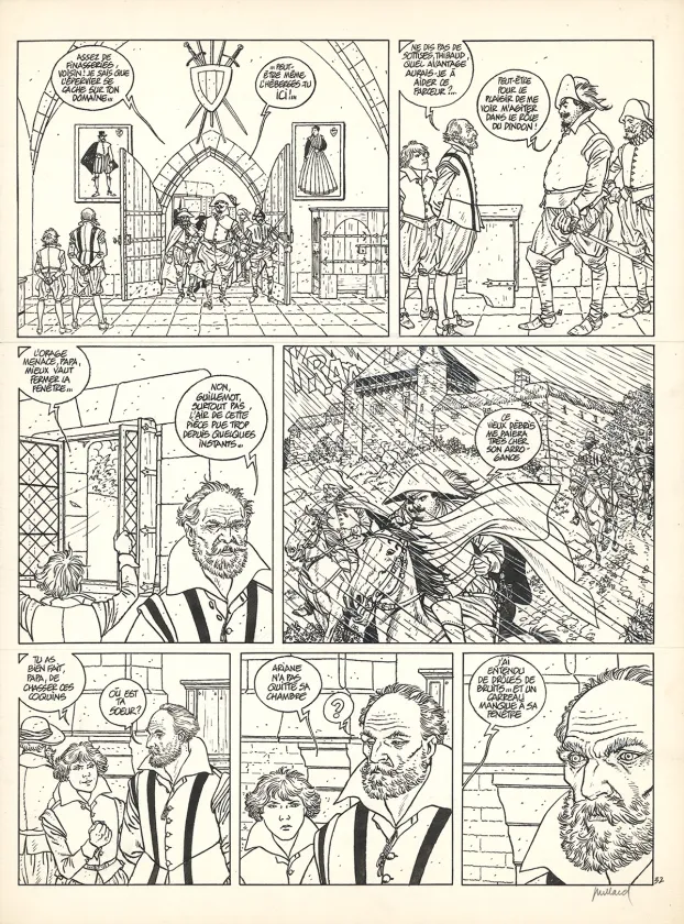 Black and white original page, Les 7 Vies de l'Épervier, L'Arbre de Mai (T.3), André Juillard